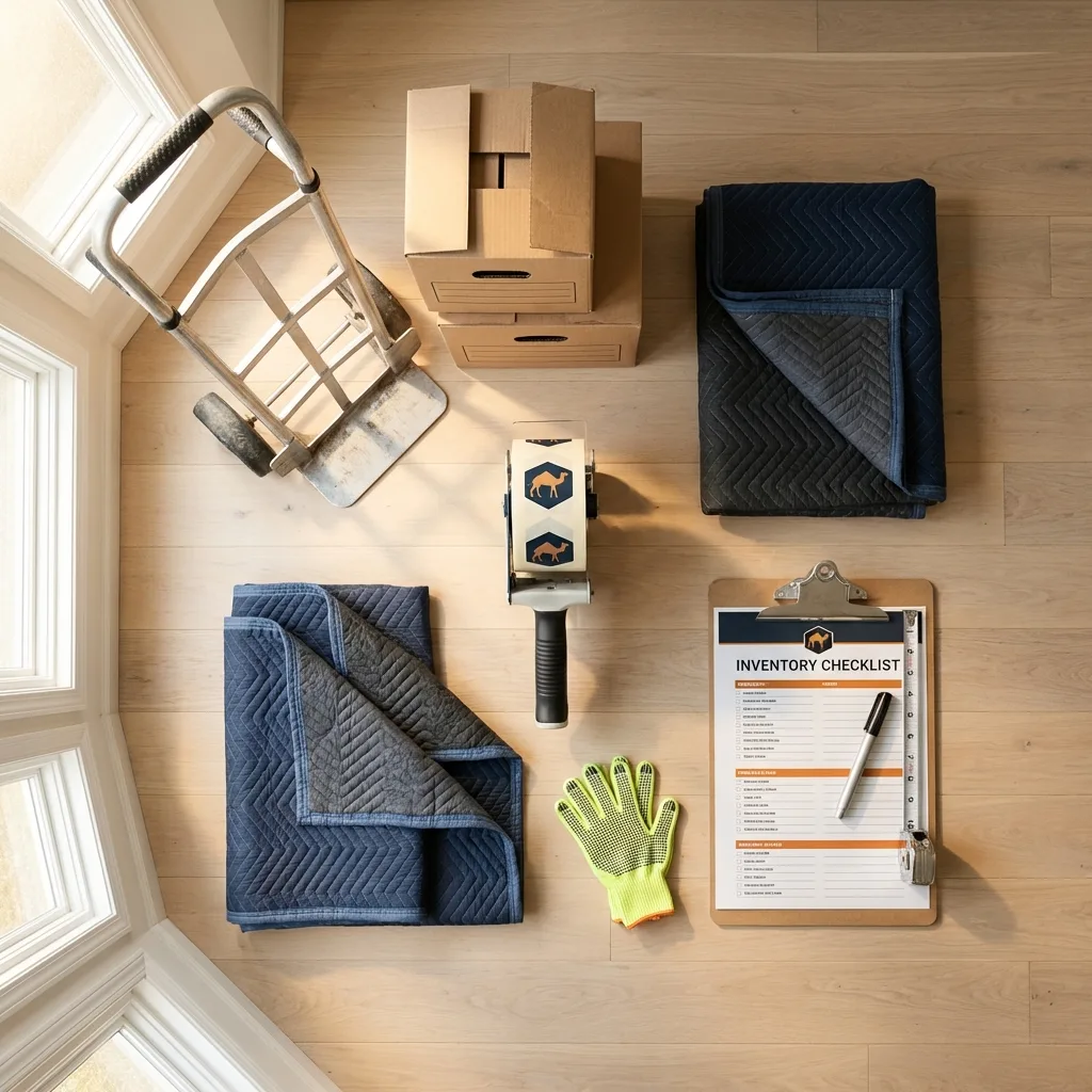 Professional moving supplies and packing materials layout for Lincoln residential relocations
